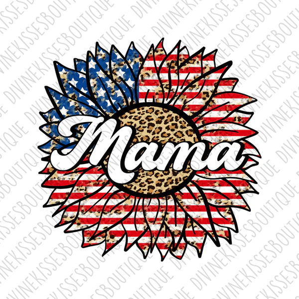 Mama USA Leopard Sunflower Transfer