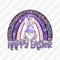 Purple Happy Easter Gnome Bunny Transfer