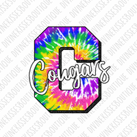 Cougars Tie Dye Letter Transfer