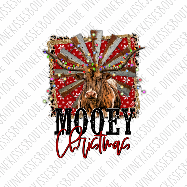 Mooey Christmas Longhorn Transfer