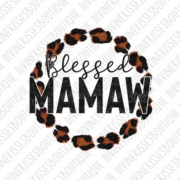 Blessed Mamaw Leopard Circle Transfer