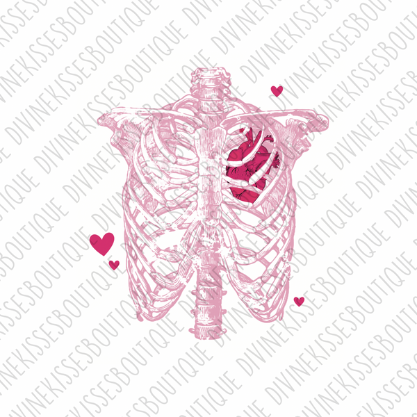 Skelly ribcage heart DTF