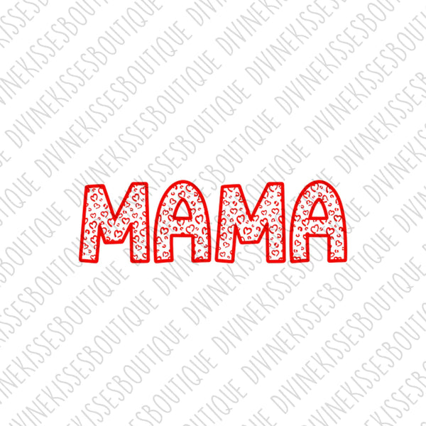 Mama Red Leopard Hearts Transfer