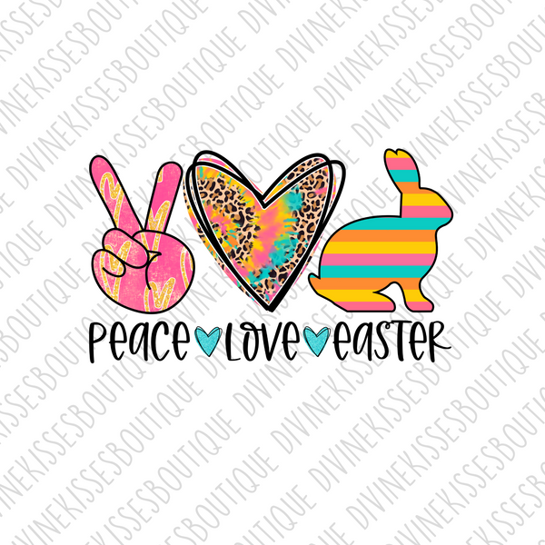 Peace Love Easter Rainbow Bunny Transfer