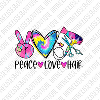 Peace Love Hair Tie Dye Sublimation Transfer