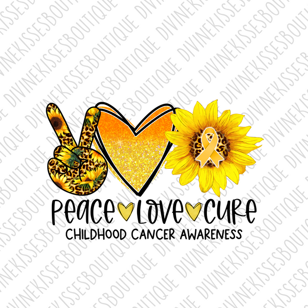 Peace Love Cure Sunflower Transfer