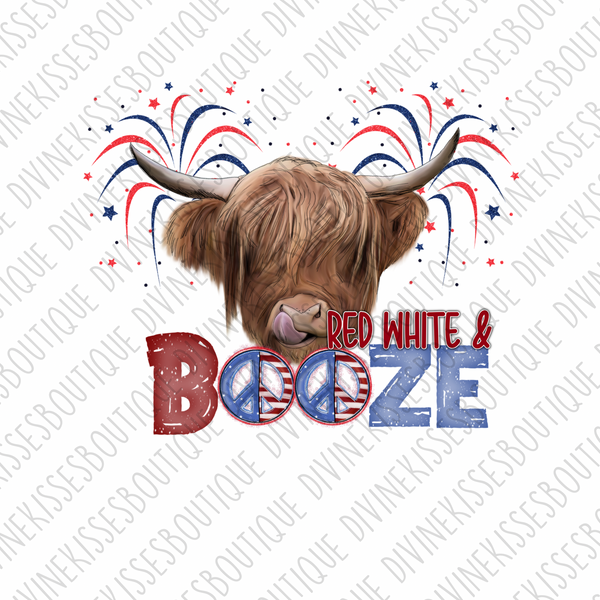Red White And Booze Cow Transfer