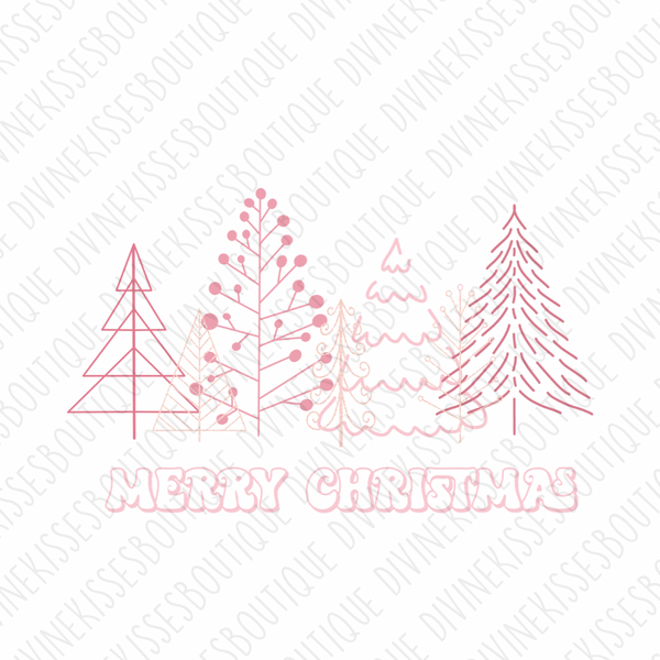 Merry Christmas pink trees Transfer