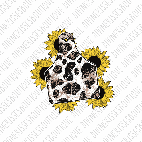 Sunflower Cow Tag Transfer