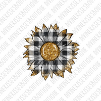 Black And Gold Buffalo Plaid Sunflower Transfer