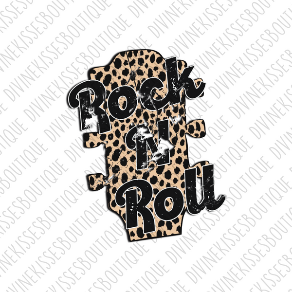 Rock and Roll Leopard Guitar DTF