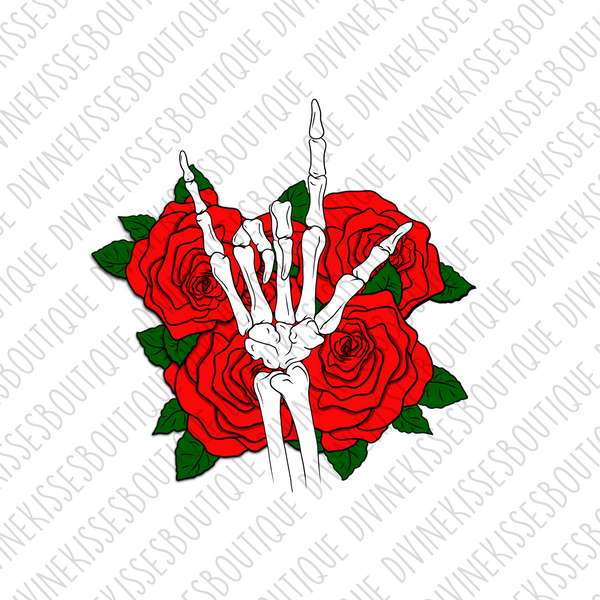 Skelly Hand Rock Roses DTF