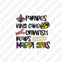 Mardi Gras Words Transfer