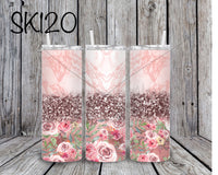 Pink Marble Rose Gold Glitter Fingerprints Sublimation ~ Tumbler SK120