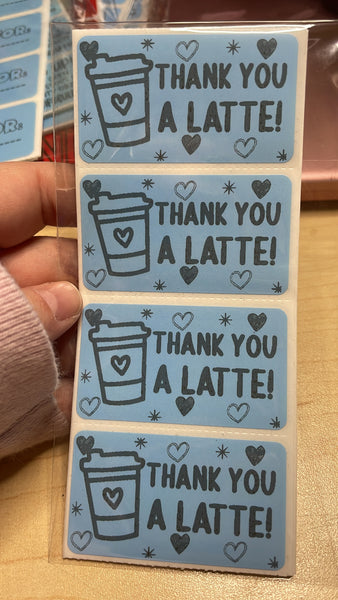 Thank you a latte Thermal Stickers 25ct