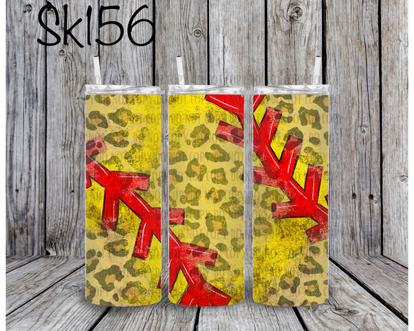 Yellow Softball Leopard Sublimation ~ Tumbler SK156