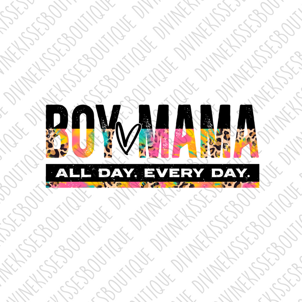 Boy mama all day every day tie dye leopard Sublimation Transfer