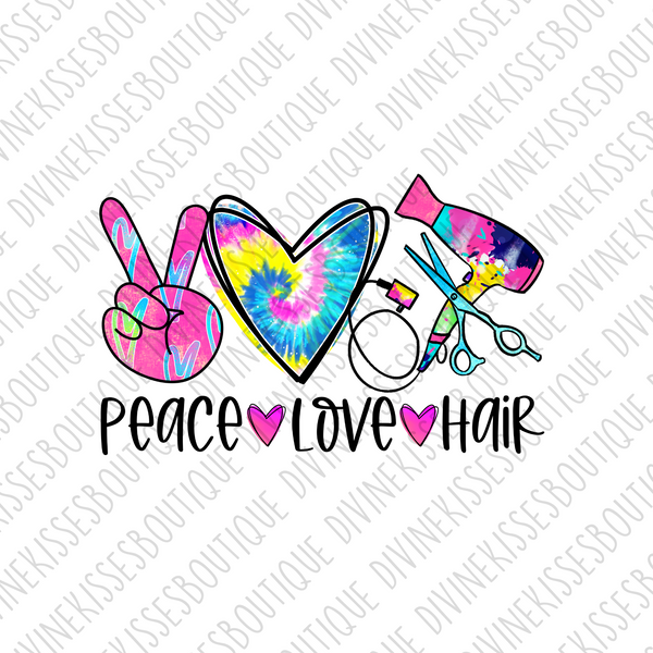 Peace Love Hair sublimation transfer