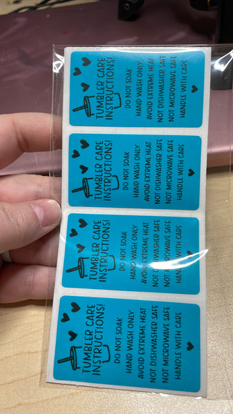 Tumbler Care Instructions Thermal Stickers 25ct