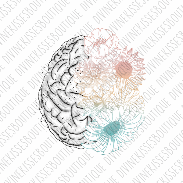 Colorful Flowers with brain Sublimation Transfer