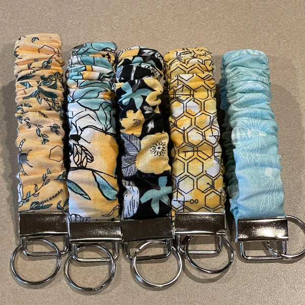 Bees Scrunchie Wristlet Keychain