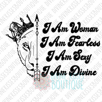 I am woman I am fearless lion Sublimation Transfer