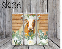 Wood Grain Cow Sublimation ~ Tumbler SK136