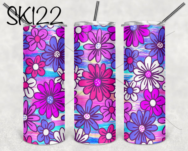 Purple Flowers Sublimation ~ Tumbler SK122