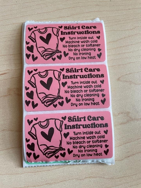 Shirt Care Instructions Thermal Stickers 100ct