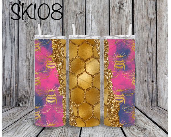 Gold Bees Sublimation ~ Tumbler SK108