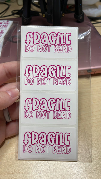 Fragile do not bend Thermal Stickers 25ct